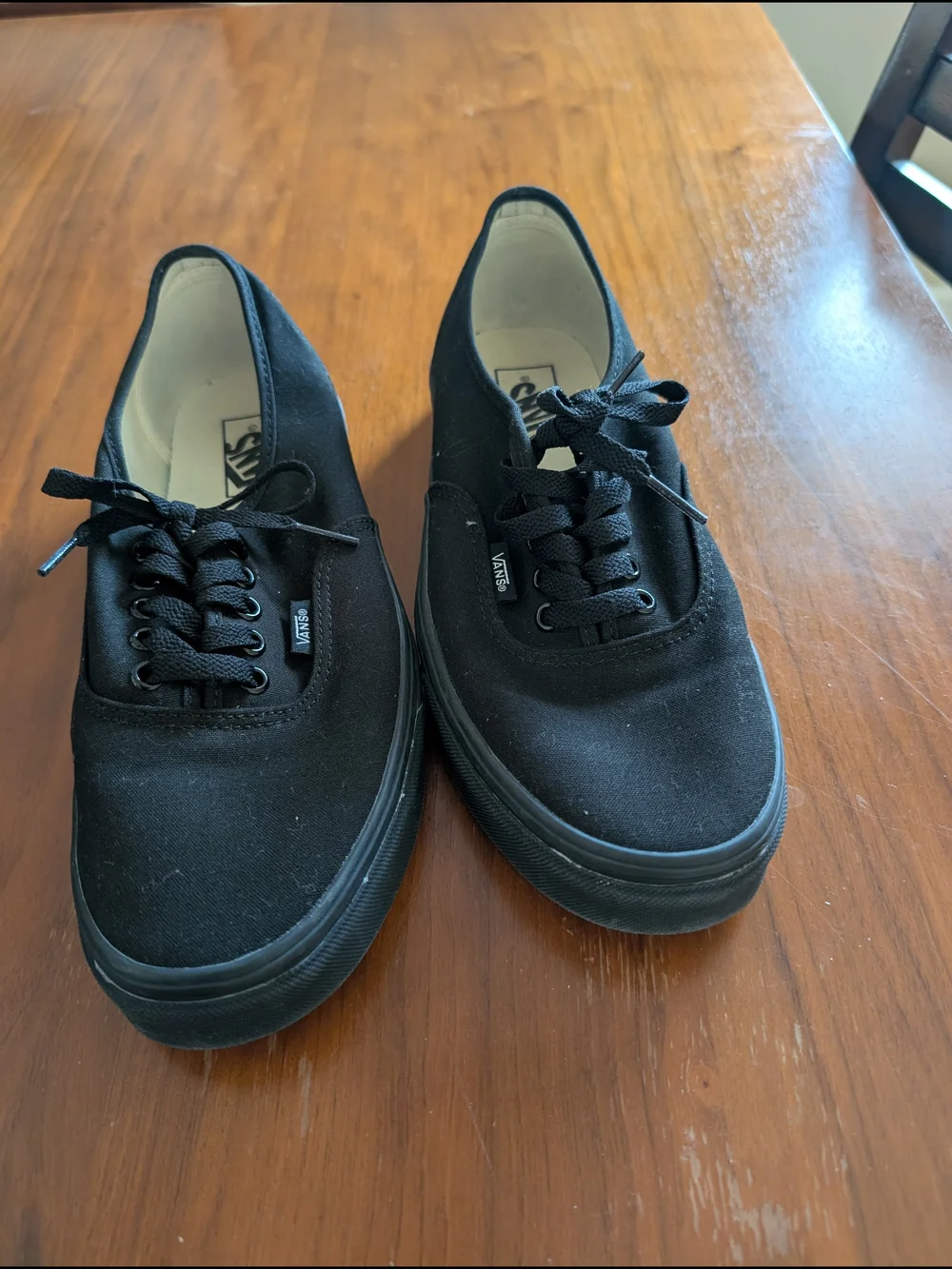 Vans Authentic Black/Black Canvas Sneakers Men 9 Women 10.5